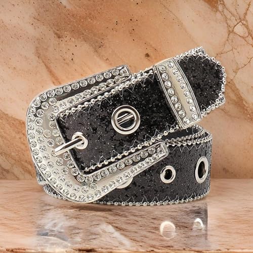 Girl Glittered Waistband Grommet Buckle Belt For Jeans Dress Nightclub Girls Modern Jeweled Waistband3