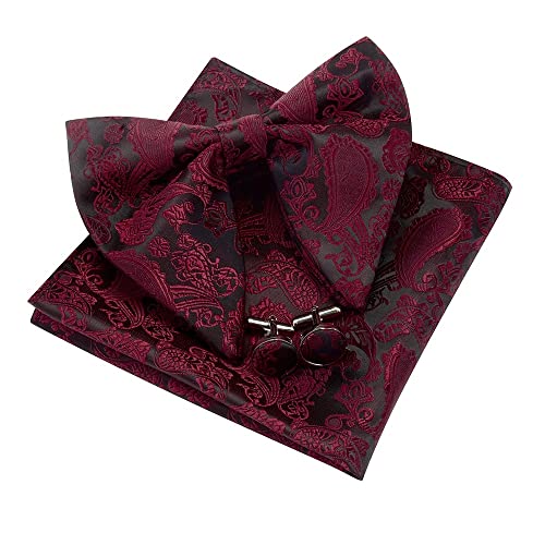 Set corbata de moño, pañuelo y gemelos para hombre miniatura 3