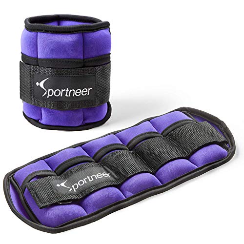 Sportneer Adjustable Ankle Weights 1 Pair 2 4 6 8 10 13Lbs Arm Wrist Leg Weight Straps for Women Men Kids, Weighted Ankle Weights Set for Gym, Fitness, Workout (Purple, 2 lbs Each (4 lbs Pair))