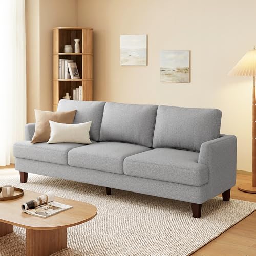 Image of Gericco Mid Century Modern 89 inch 3-Seater Couch for Living Room, Light Grey