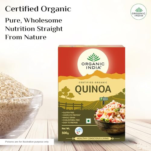 Image of A TATA Product - Organic India Quinoa - 500g | Nutrient-Rich Whole Grain | Protein-Rich | Gluten-Free | Source of Iron & Magnesium (Pack of 3)