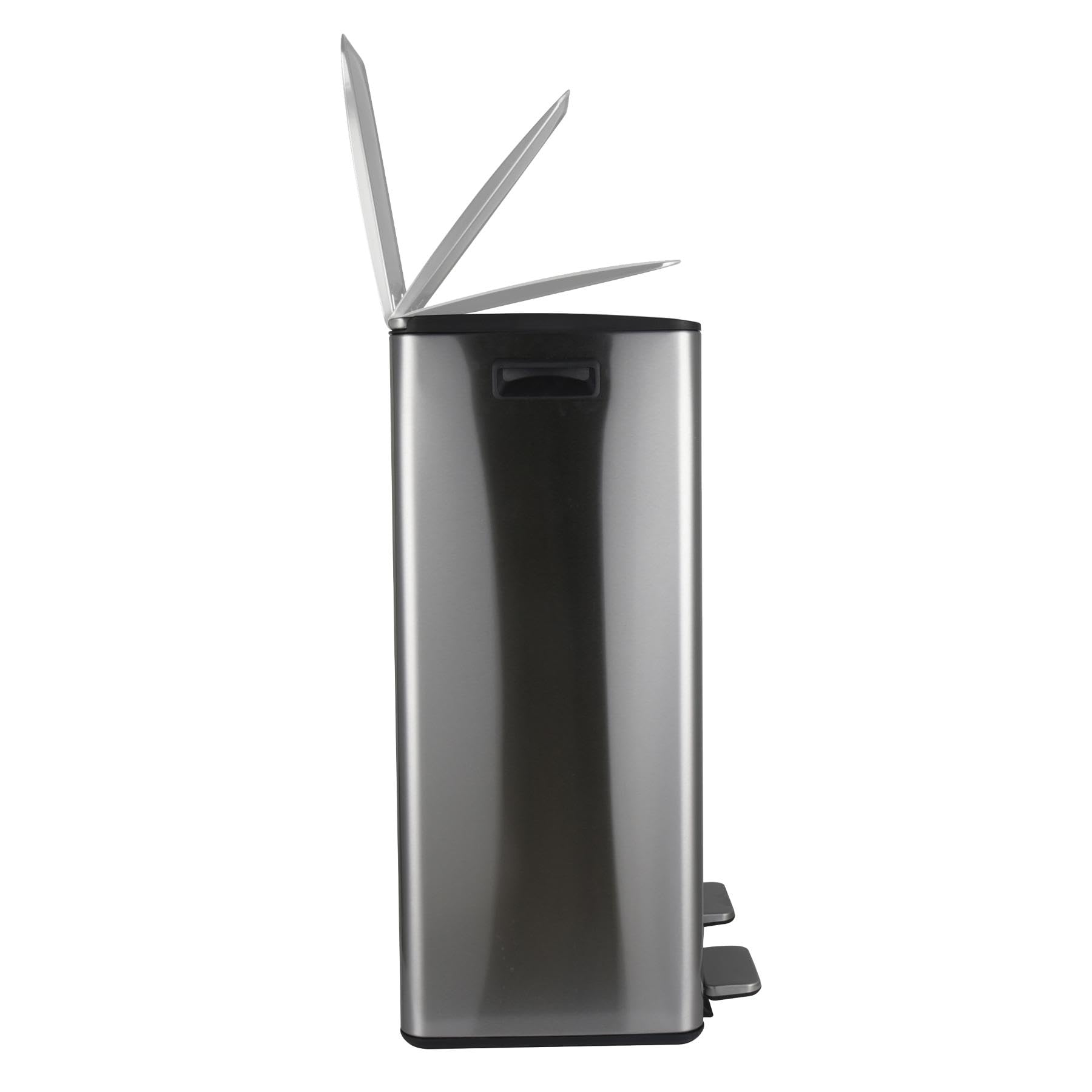 Spirella – Küchenabfalleimer, 60 l Fassungsvermögen (2 x 30 l) mit Pedal – Modell Aliya – Gebürsteter Edelstahl – Deckel mit Soft-Close-Funktion – Herausnehmbare Eimer – Seitliche Griffe – Edelstahl
