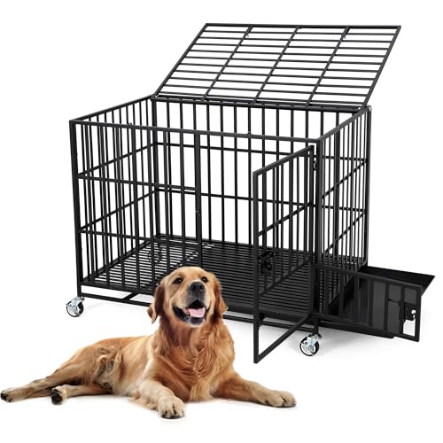 107cm Schwerlastige Metall-Hundebox Mit 3 Türen, Fluchtsicherer...