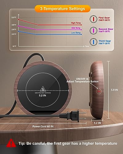 image for SWEETFULL Coffee Mug Warmer, 36W Electric Cup Warmer for Desk with 3-T