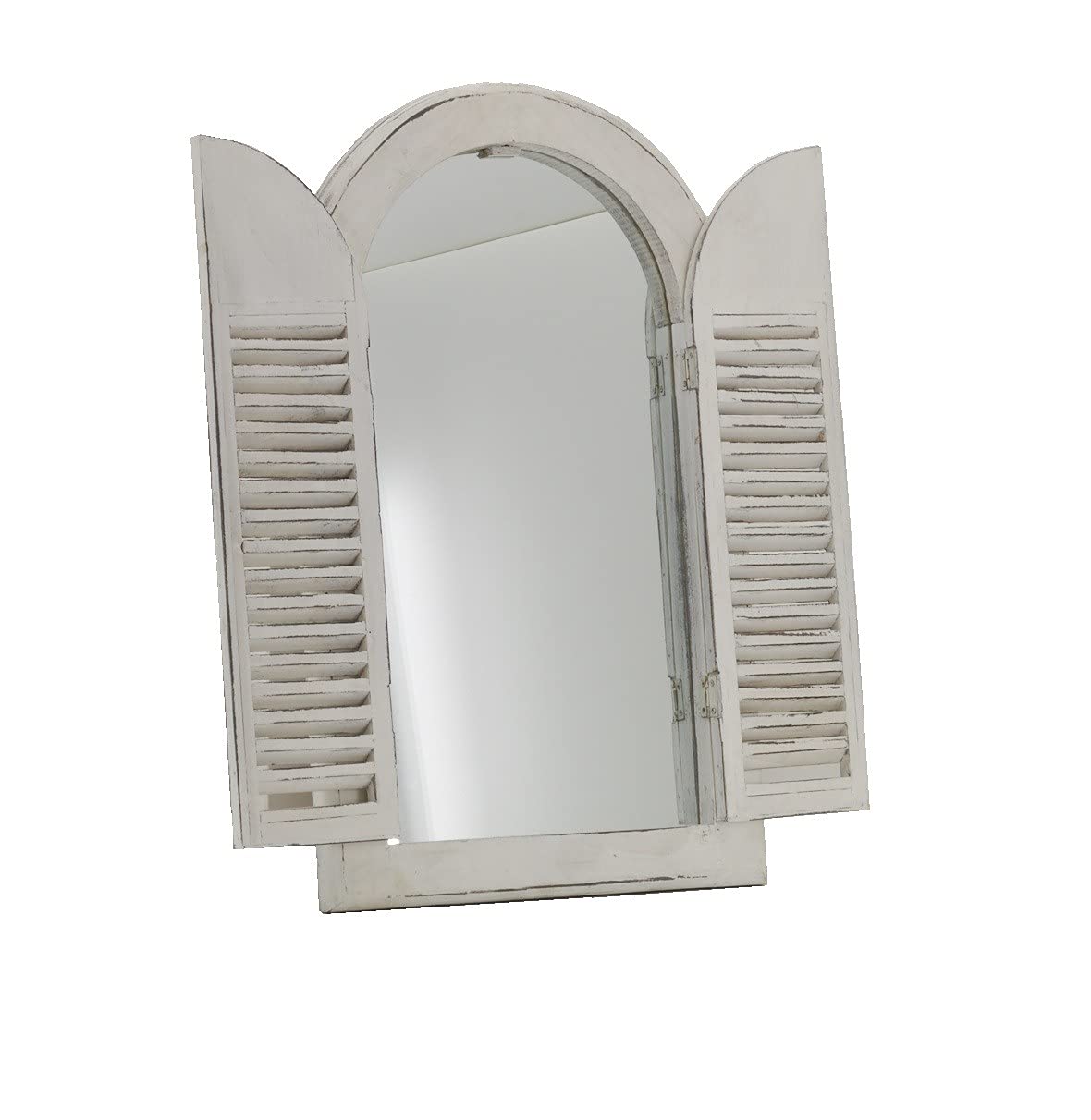 Miroir mural semi-circulaire pliable en bois blanc à volets ajustables