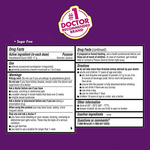 Miralax Laxative Powder For Gentle Constipation Relief, 10 Count Mix-In Packs + Mixing Stirrers #TOP7