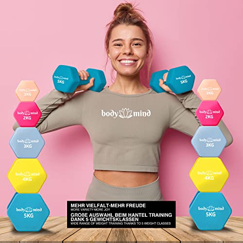 Body & Mind® 2er Set Kurzhanteln 2kg - rutschfeste Neopren-Hanteln Damen – Ansicht 2