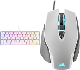 Corsair K65 RGB MINI 60% Mechanical Gaming Keyboard QWERTY, White & M65 ELITE RGB Optical FPS Gaming Mouse- White