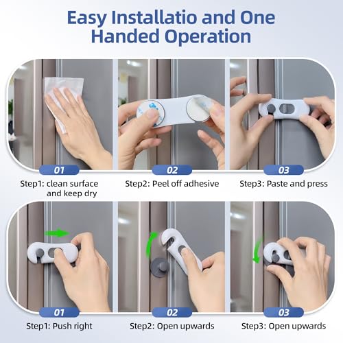 5-Pack Child Proof Refrigerator Lock with 3M Adhesive, Baby Child Safety Cabinet Locks, Kids Safety Fridge Locks for Oven Drawers Freezer Door Latches- White - Image 6