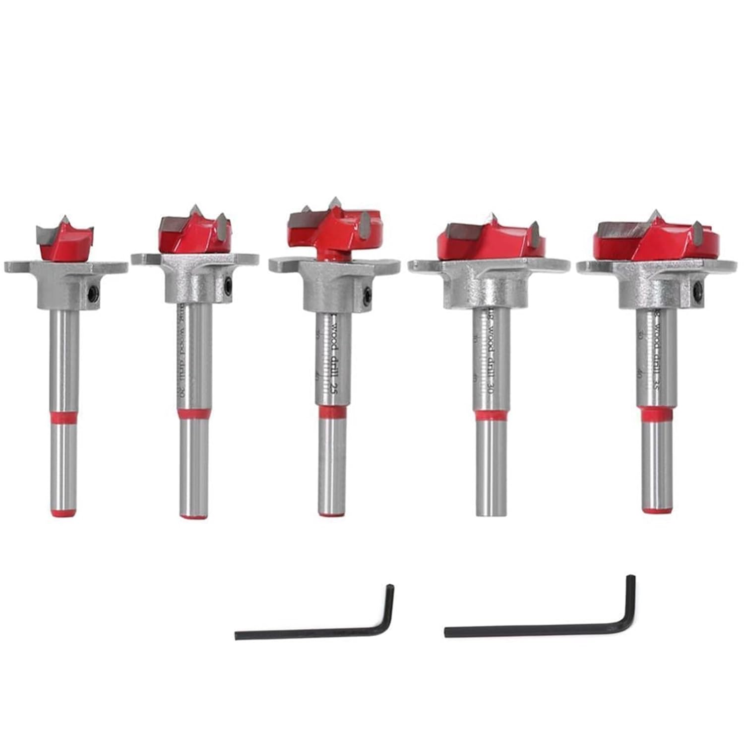 5pcs Diameter 15,20,25,30,35mm Adjustable Carbide Drill Bits Hinge Hole Opener Boring Bit Tipped Drilling Tool Woodworking Cutter