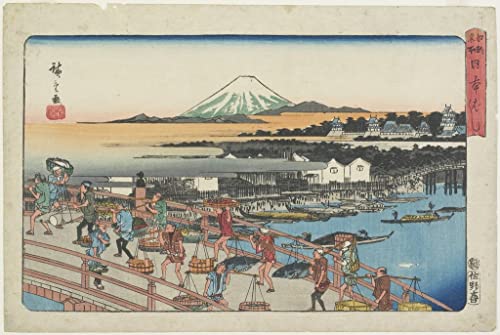 Image sur toile Nihon-bashi Hiroshige : affiche decoration murale salon 60x90cm