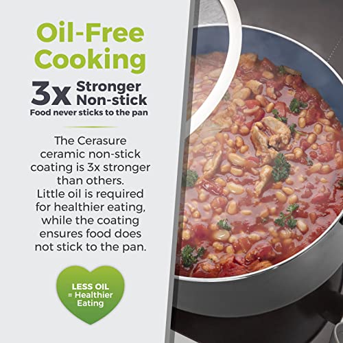 Tower T80304 Cerasure 24cm Casserole Dish with Non-Stick Coating, Suitable for all Hob Types, Graphite, Grey - Image 5