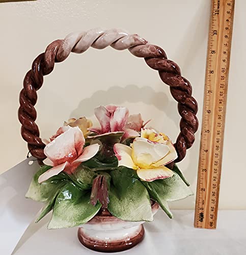 5Th Ave Store Capodimonte Porcelain Figurine Floral Basket With Colorful Roses And Lilles #TOP3
