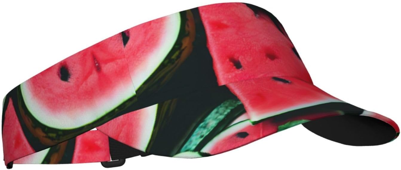Red Watermelon Print Foldable Sun Visor Hat Lightweight Adjustable Sun Visor Hat Outdoor Sports Cap for Adults