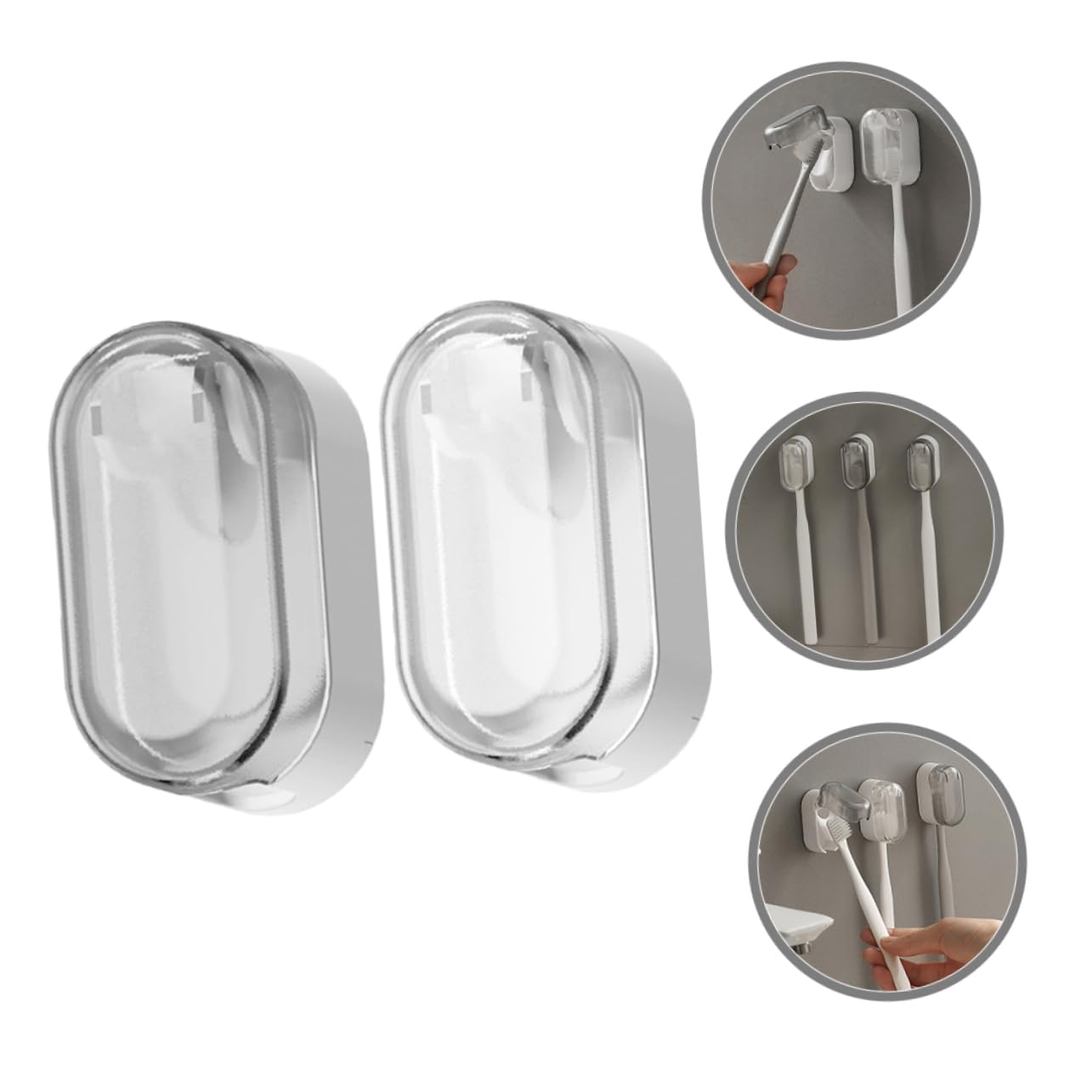 10piezas Soporte De Cepillos De Dientes De Pared Organizador Baño Sin Taladrar Estante para Cepillos Eléctricos Tapa