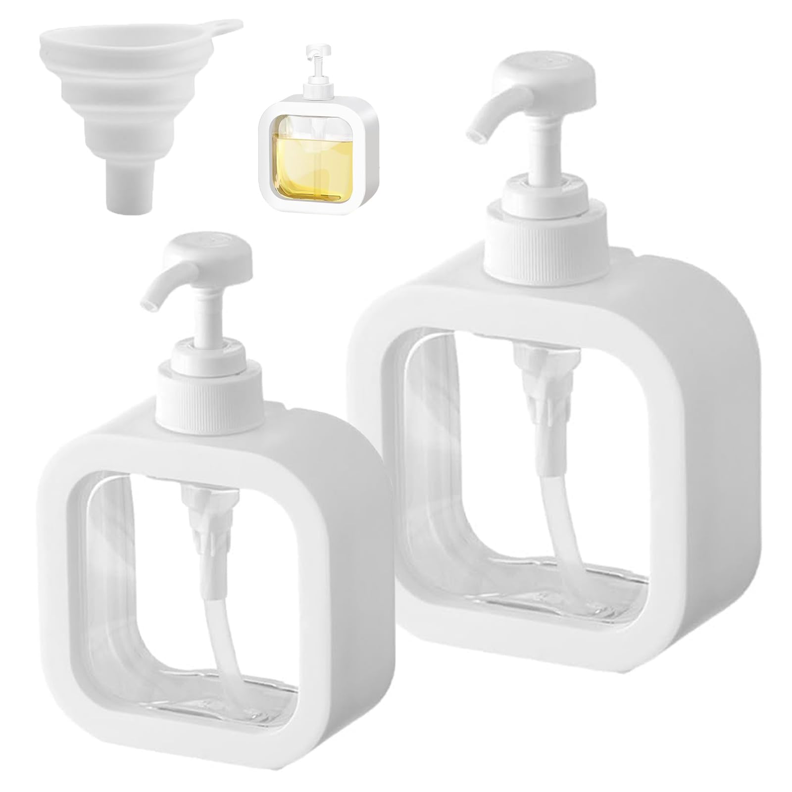 KHDULQ 2Pcs Soap Dispensers White Square Liquid Lotion Hand Dispensers