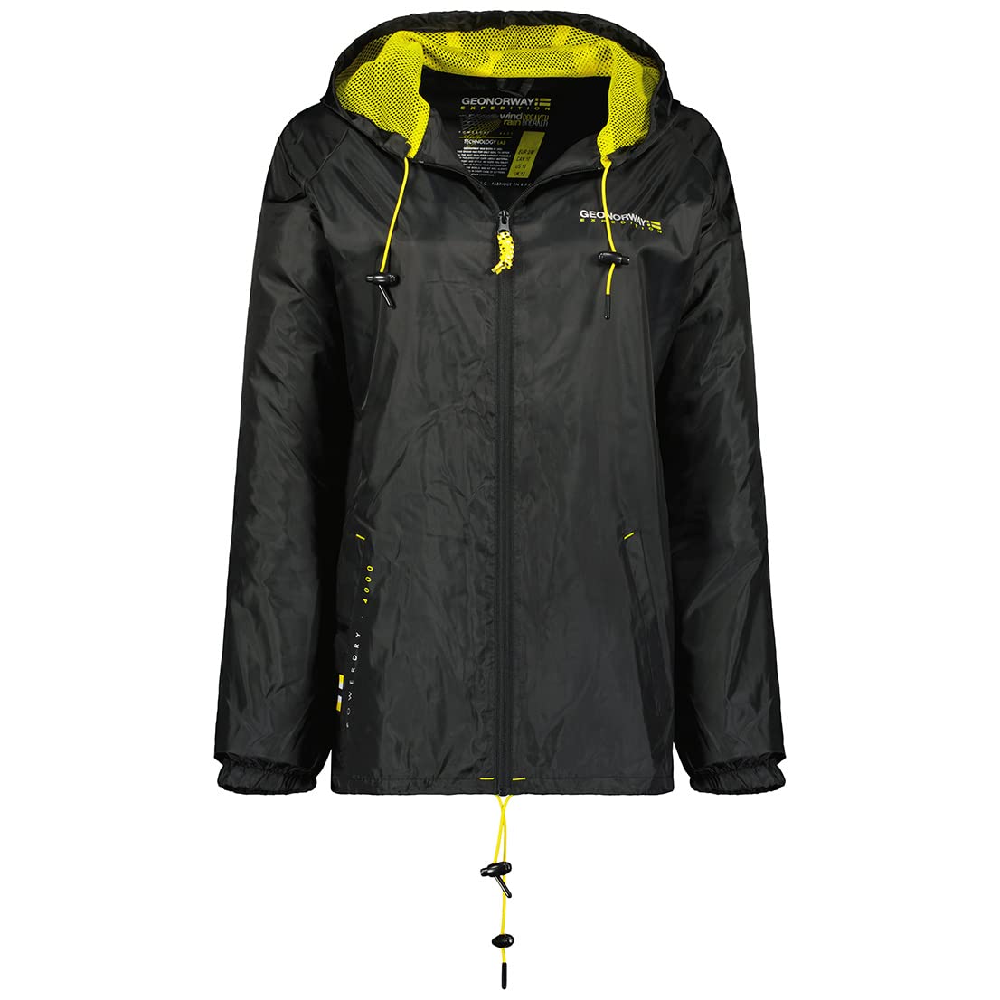 Geographical Norway Boat Lady - Women's Outdoor Windbreaker Jacket - Women's Long Sleeve Waterproof Jacket - Tactical Rain Jacket (Black L Size 3)