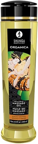 Shunga Erotic Art Organica - Aceite de masaje besable, 8.0 onzas, dulzura de almendras