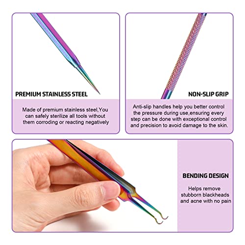 Jpnk 6Pcs Blackhead Remover Tool Comedones Extractor Acne Removal Kit For Blemish With A Leather Bag-Colorful #TOP3