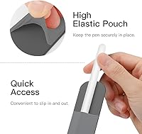 Vista 5 de MoKo Portalápices autoadhesivo compatible con iPad Pencil (1ª/2ª generación), funda elástica para lápices, funda de piel sintética, funda protectora