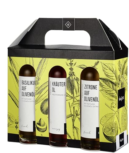 Wajos Geschenkset Essig Öl, 6 x 40ml: Essig Öl Set als Geschenk für Männer und Frauen, Feinkost Geschenkset für die Küche