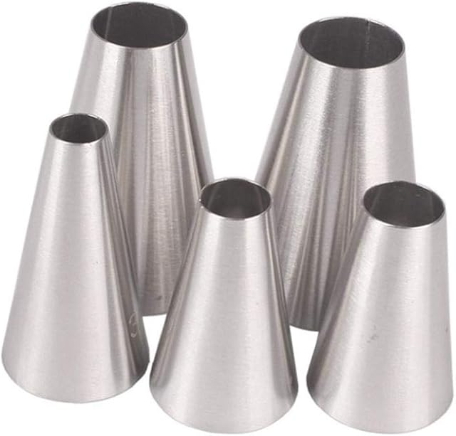 DUORUI 5pcs Icing Piping Nozzle Large Tips Cream Cake Decorating Cupcake Fondant Stainless Steel Round Hole Shape