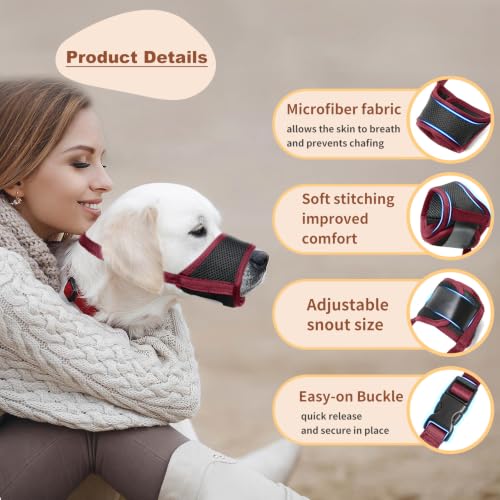 Image of HEELE Dog Muzzle for Large Dog,Adjustable Loop with Soft Air Mesh Nylon