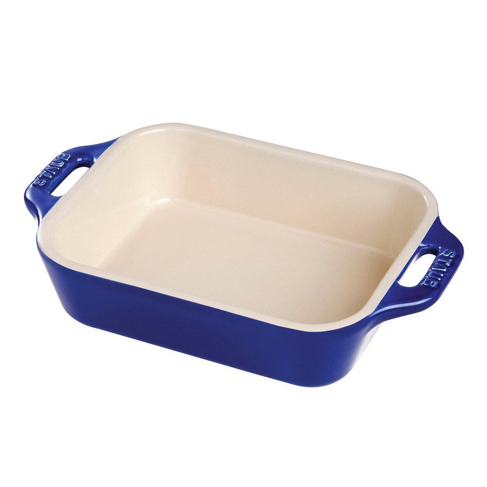 Staub Ceramic Rectangular Gratin Dish, Dark Blue, 7.5