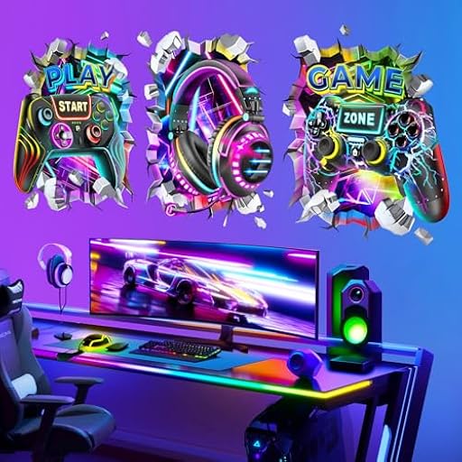 decalmile 3Pcs Pegatinas de Pared Juegos 3D Gamer Vinilos Decorativos Videojuegos Gaming Adhesivos Pared Cuarto de Jugar Niños Habitación Dormitorio Guardería | Ya disponible en tu tienda friki favorita! En mundofriki.es!