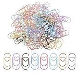 100 Pcs Heart Paper Clips Small Paper Clips Cute Mini Paperclips Papers Clamp for Document Note Decoration Organizing (Colorful)