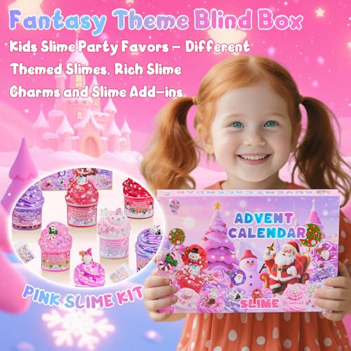 Image of Advent Calendar 2025, Pink Slime Kids, Different Butter Cloud Slime kit for Girls Ages 8-12, for Kids Party Favors Goodie Bag Stuffers, 4 5 6 7 8 9 10 Year Old Girl Birthday Gift Cute Stuff