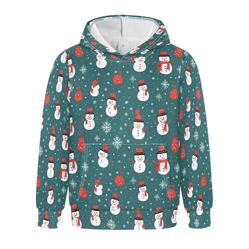 Kids Hoodies Sweaters Christmas Xmas Snowman Hooded Sweatshirts with Big Pockets for Boys Girls B0400342