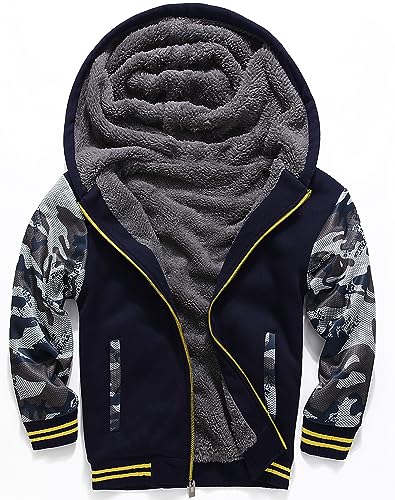Image of GEEK LIGHTING Boys Sherpa Lined Hoodie Kids Fleece Sweatshirt Full Zip Hooded Jacket