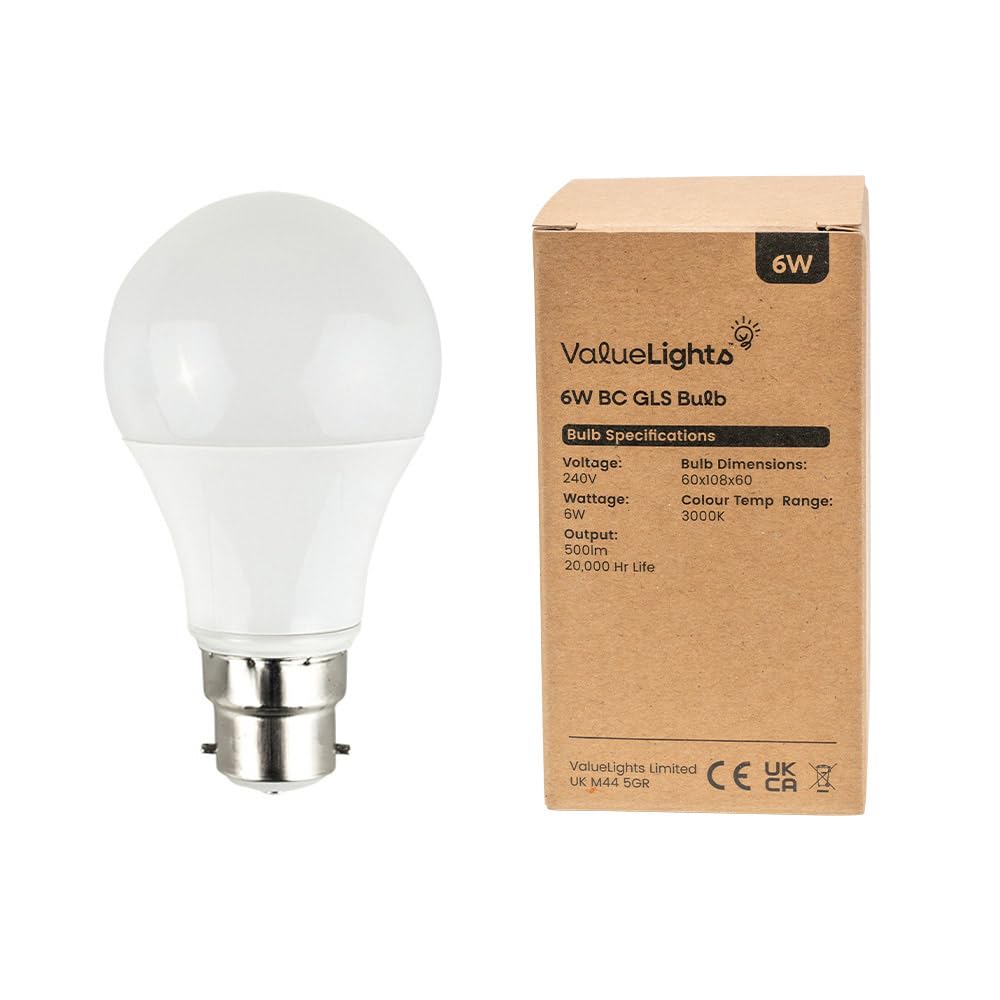 Valuelights Unisex White B22 Pack Of 4 6W Standard Warm Led Bulbs