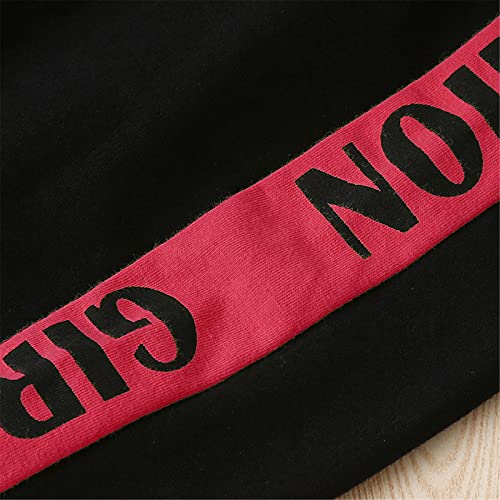 Image of Betusline Girls Clothes Size 4 5, 2 Piece Long Sleeve Crop Top + Sport Pants Sweatsuit Clothing Set, Red Black, 4-5 Years
