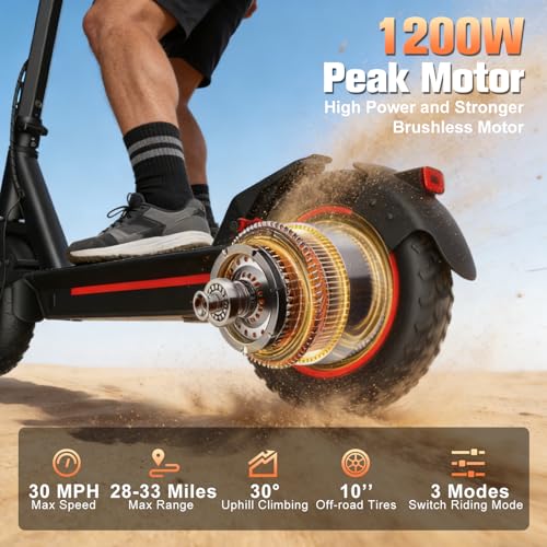 Fast Electric Scooter Adults, 1200W Offroad E-Scooter Up to