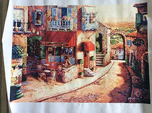 Kit point de croix paysage italien coton sans impression 72x52cm