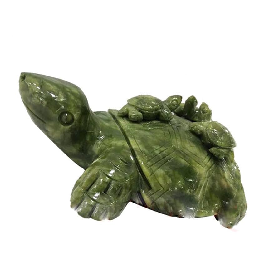 翡翠・亀の親子・置物