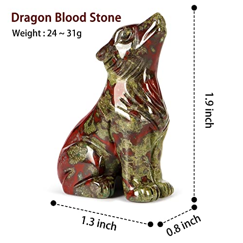 SM SMQARTCRYSTAL 2" Dragon Blood Stone Carved Crystal Wolf Statue and Figurine Ornament Wildlife Animal Wolves Sculpture Wolf Gifts For Men Women - Image 2