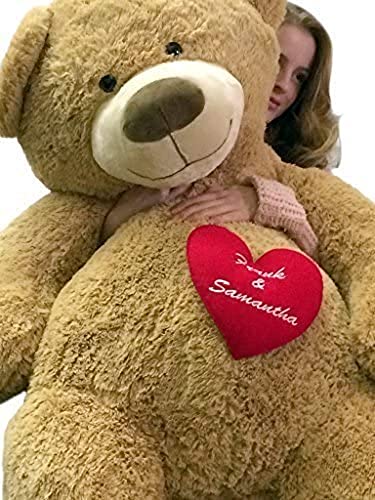 Big Plush Personalized His And Hers Names On Giant Love And Romance Teddy Bear 5 Feet Tall Soft Valentines Day Or Any Day Gift #TOP25