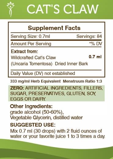 Miniatura 4 de Secrets of the Tribe Extracto de alcohol de tintura de garra de gato, gotas de hierbas de alta potencia, tintura hecha de garra de gato silvestre