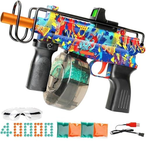 Electric Gel Ball Blaster, Full Auto Electric Splatter Ball Toys, 12 Rounds Per Seconds with Rechargeable Batteries, Line, Goggles Outdoor Team Game Toy Christmas Birthday Gift for Boys Girls Kids