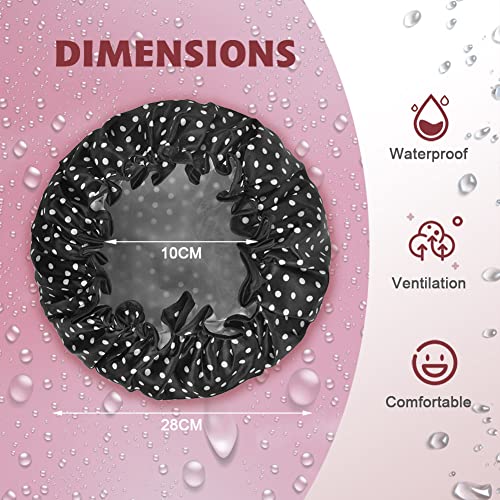 AOOWU Shower Caps, 4 Pack Waterproof Bath Caps Large Reusable Shower Hats - Image 3