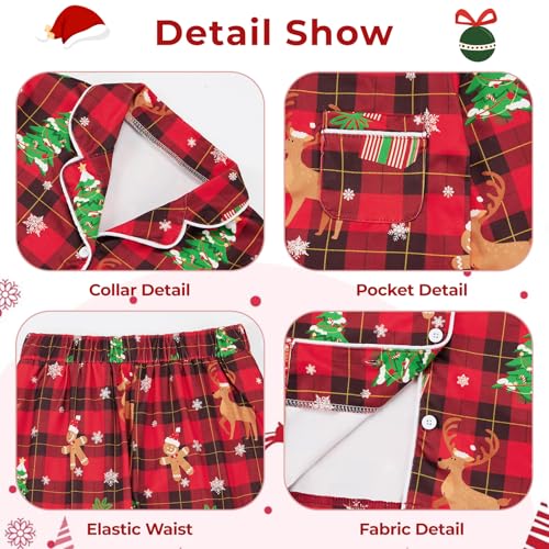 Pijama de Natal combinando para casais, mulheres, homens, conjunto de pijama de botão, festival, fes