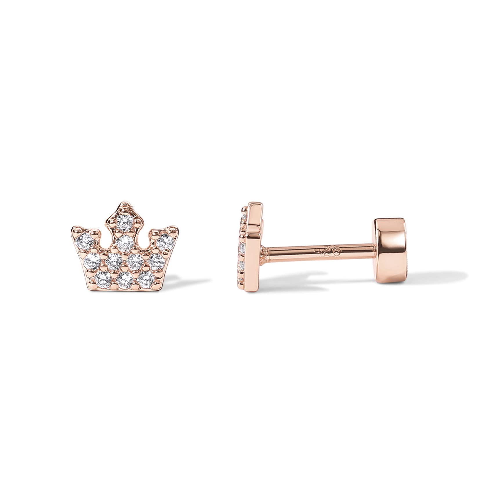 PAVOI 14K Gold Plated CZ Flat Back Earrings for Women, Cartilage Studs