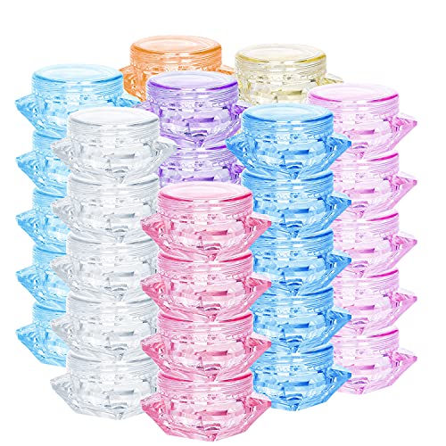 32 Pcs 5ml Small Cosmetic Storage Jars with Lid, Diamond-Shape Makeup Sample Refillable Container, Great for Eye Shadow Cream, Mix Color