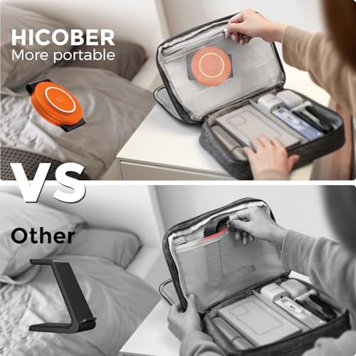 Image of Hicober 3 in 1 Wireless Charging Station for Apple Watch and iPhone Air 17 16 15 14 13 12 Pro Max /Plus, Magnetic Foldable Wireless Travel Charger Station Stand for Airpods iWatch All Series Orange