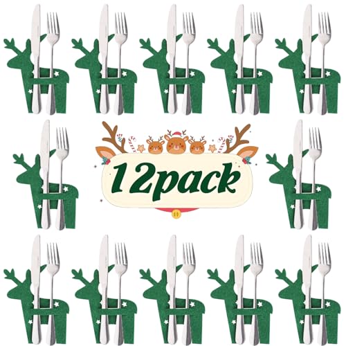 Besteckhalter Weihnachtsbaum 12 Stück Filz Weihnachten Besteckbeutel...