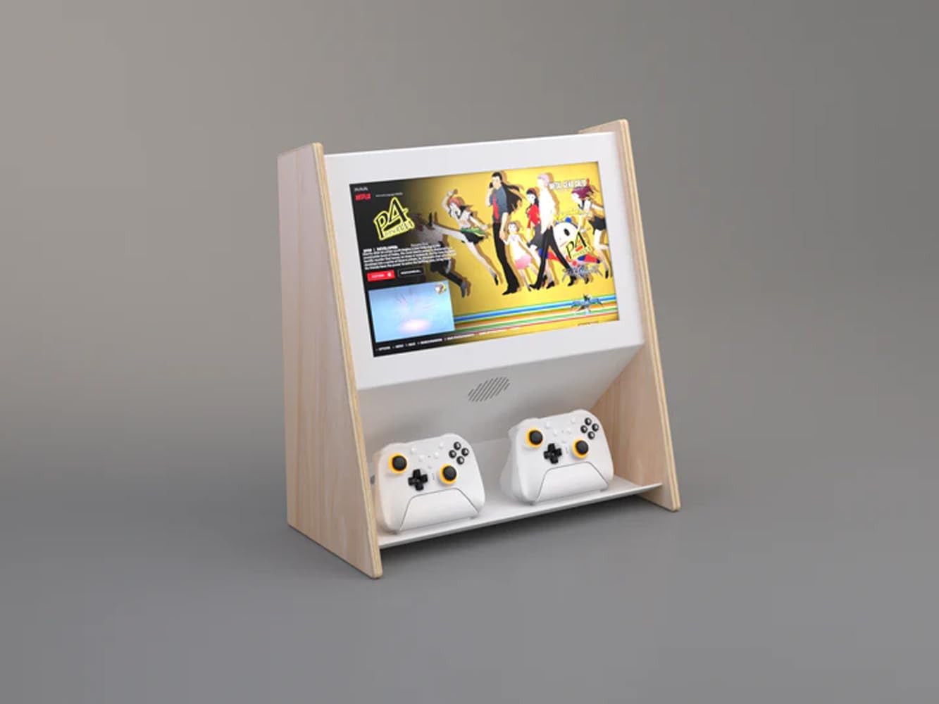- Umbrella Mini Wall Mounted Retro Arcade Console with 15.6” 1080p LCD, Intel N100 Mini PC, 1TB + 128GB SSD, 60W Speaker, 2 Wireless Controllers, Plug & Play Bartop Gaming System (White+Baltic Birch)