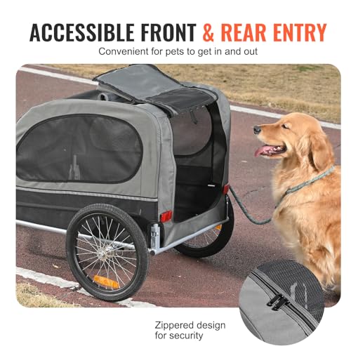 VEVOR Hundeanhänger 45 kg 2in1 Fahrradanhänger Kohlenstoffstahl + 600D Oxford-Gewebe + PP faltbar 1440 x 725 x 845 mm als Anhänger 1320 x 725 x 920 mm als Kinderwagen Hundebuggy Jogger Anhänger Blau